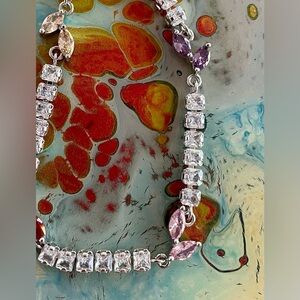 18k White Gold Plated Tennis Bracelet NWOT by Pretty Bird